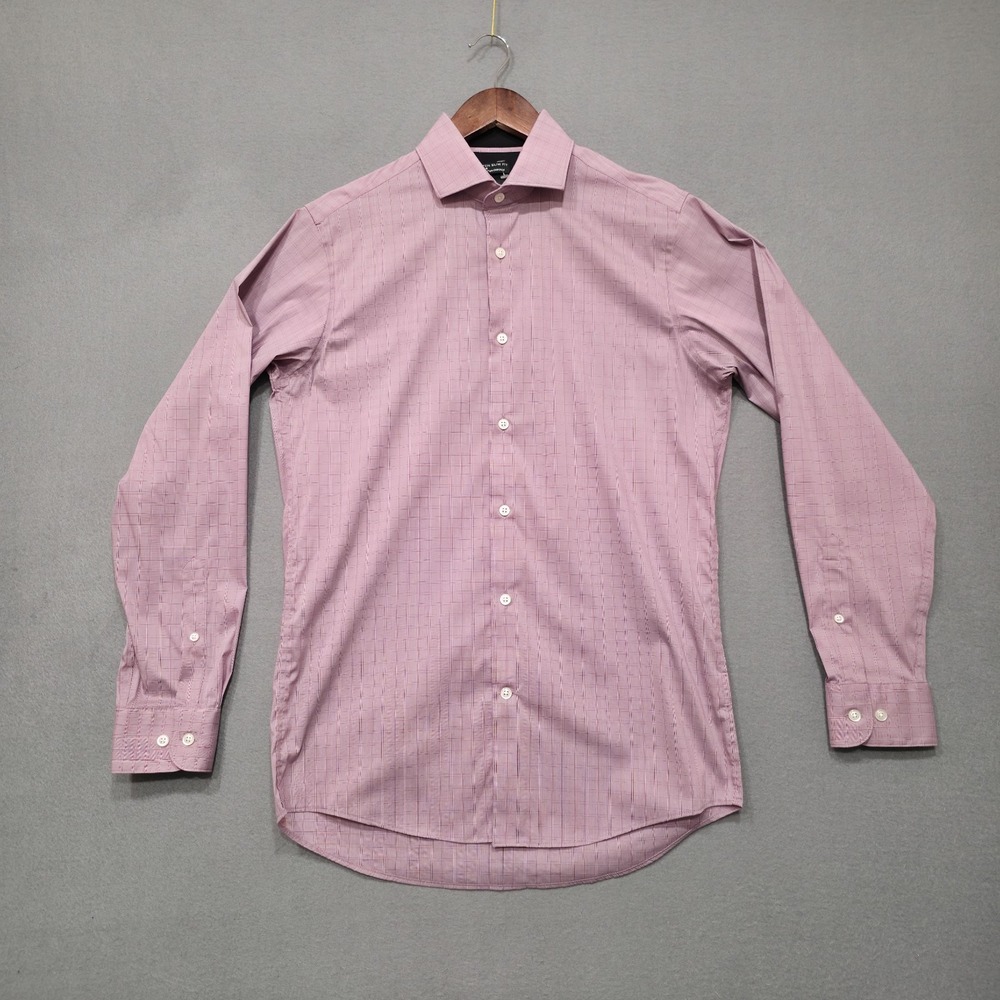 Joseph Abboud Men's Purple Check Stretch Slim Fit Dress Brrr Shirt Size 15-34/35